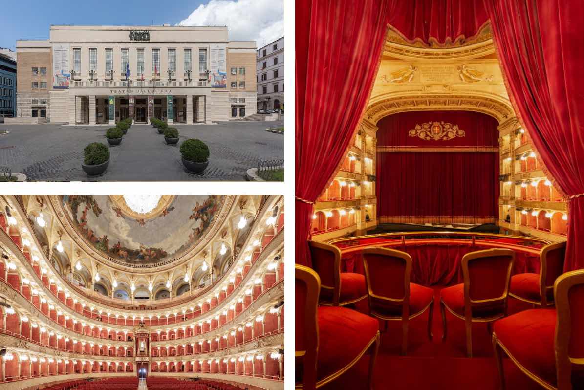 Teatro dell’Opera di Roma: arte y tradición en el corazón de Italia nterior del Teatro dell’Opera di Roma, con sus elegantes butacas y el escenario central, símbolo de la ópera y el ballet en Italia